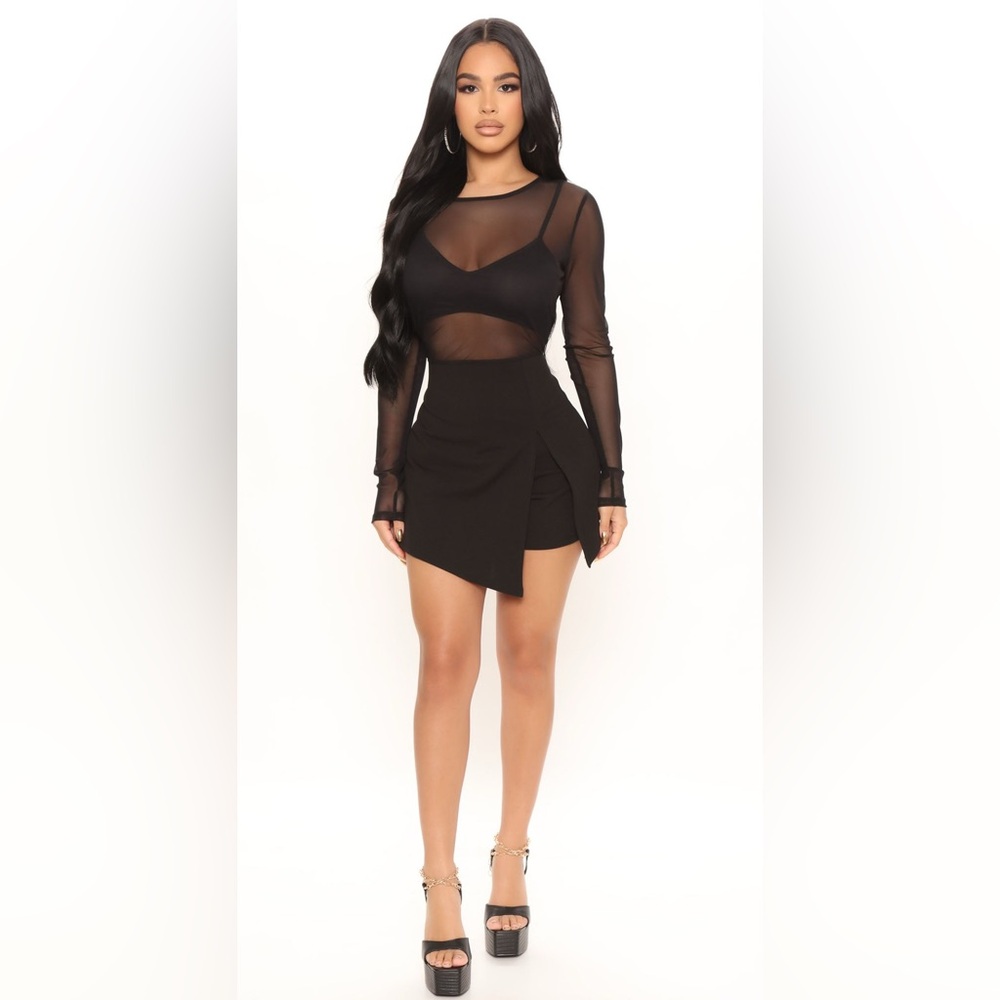 Fashion Nova Blurred Lines Mesh Romper